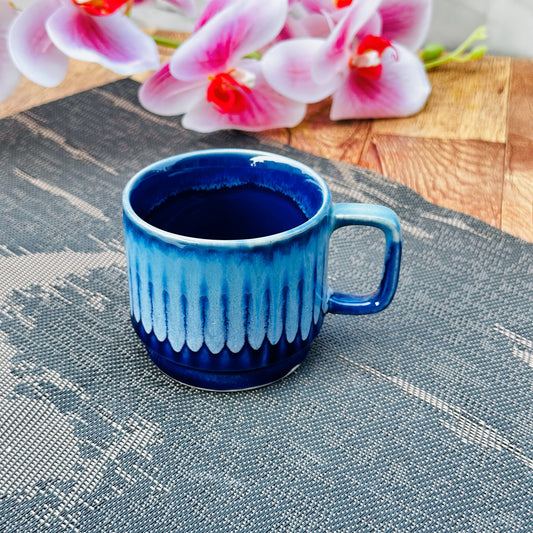 utensil master Elegant Cup Set – 150ml Each 6-Piece Ceramic Tea/Coffee Mugs, Perfect for Hot and Cold Beverages, Ideal for Home, Office, Gifting, Every Occasion – Stylish, Durable Kitchenware (Blue)