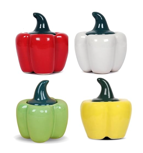 utensil master Ceramic Shimla Mirch Jar - Decorative Kitchen Storage Container | Handcrafted Spice Jar | Shimla Mirch Design | Airtight Lid | Ideal for Storing Spices, Sugar or Dry Fruits