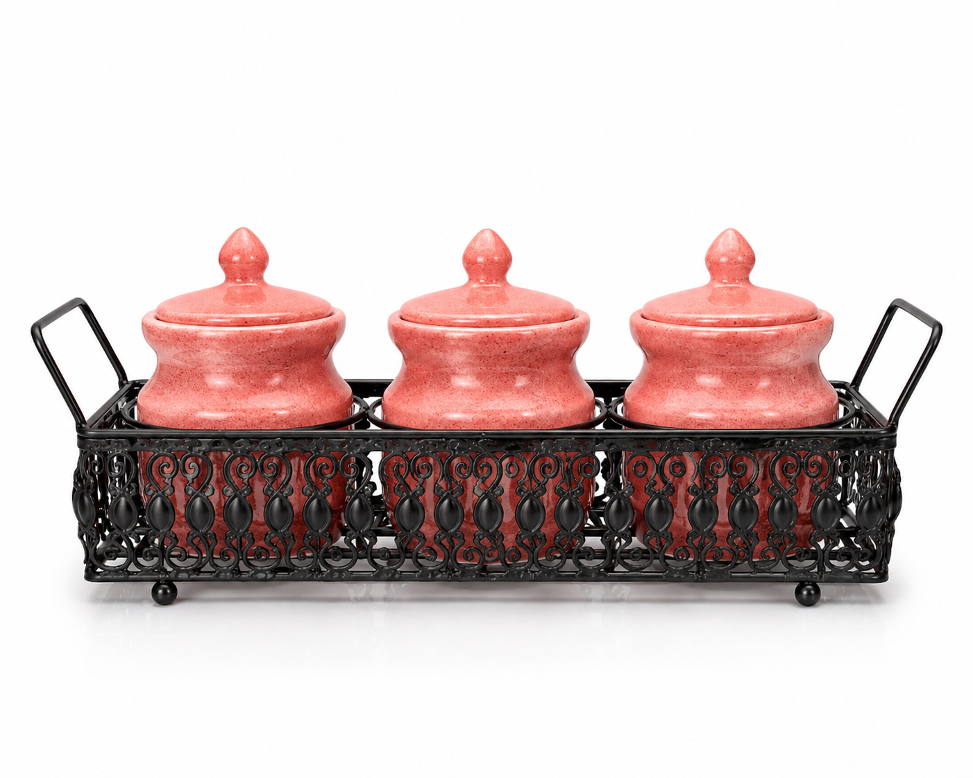 Premium Ceramic Pickle Jar Set with Metal Stand