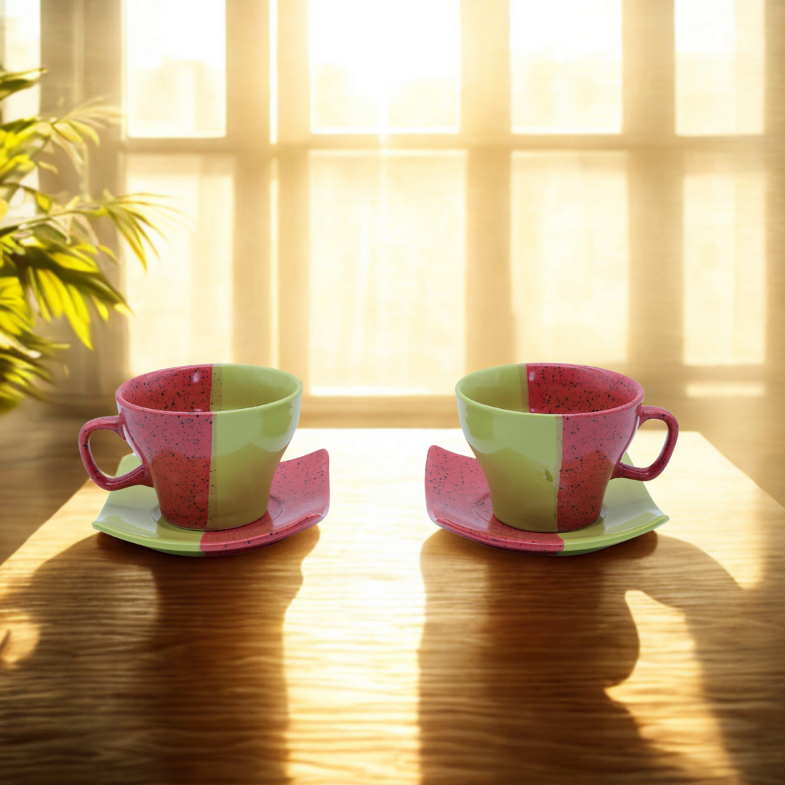 Stylish Ceramic Tea Set with Kettle & Cups (450ml Kettle + 180ml Cups)
