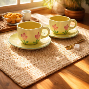 Floral Ceramic Cup & Saucer Set – 200ml