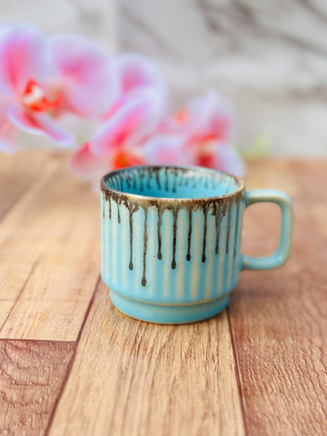 Green Ceramic Coffee Mug Set 6 Piece 150ml Tea Cups