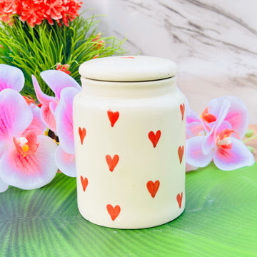 Ceramic Heart Design Pickle Jar for Kitchen 650ml