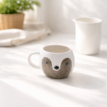 Cute Bear Face Ceramic Mug – 250ml | Microwave & Dishwasher Safe Coffee Cup