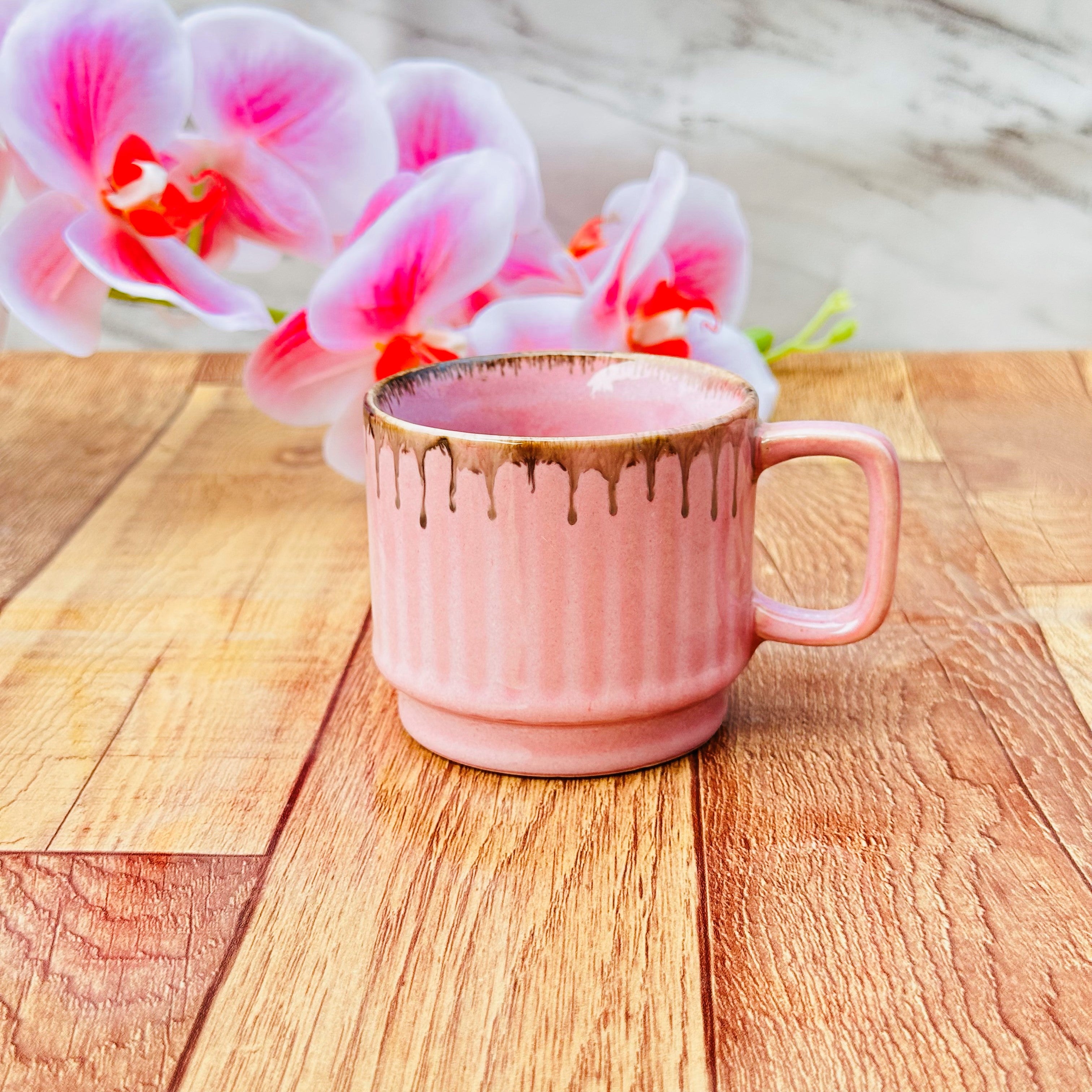 Pink Ceramic Coffee Mug Set 6 Piece 150ml Tea Cups