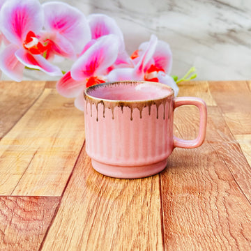 Pink Ceramic Coffee Mug Set 6 Piece 150ml Tea Cups