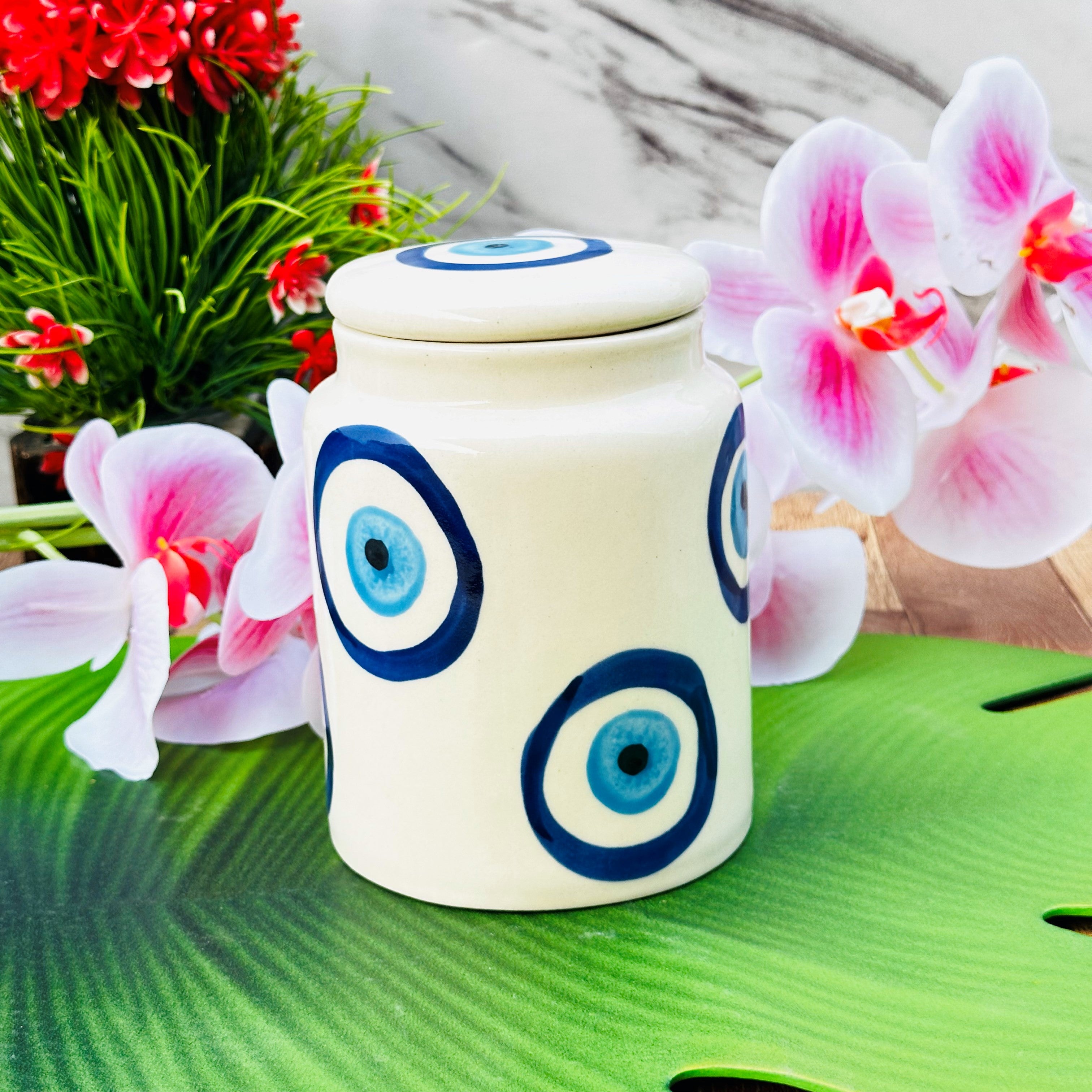 Evil Eye Ceramic Pickle Jar with Lid 650ml