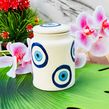 Evil Eye Ceramic Pickle Jar with Lid 650ml