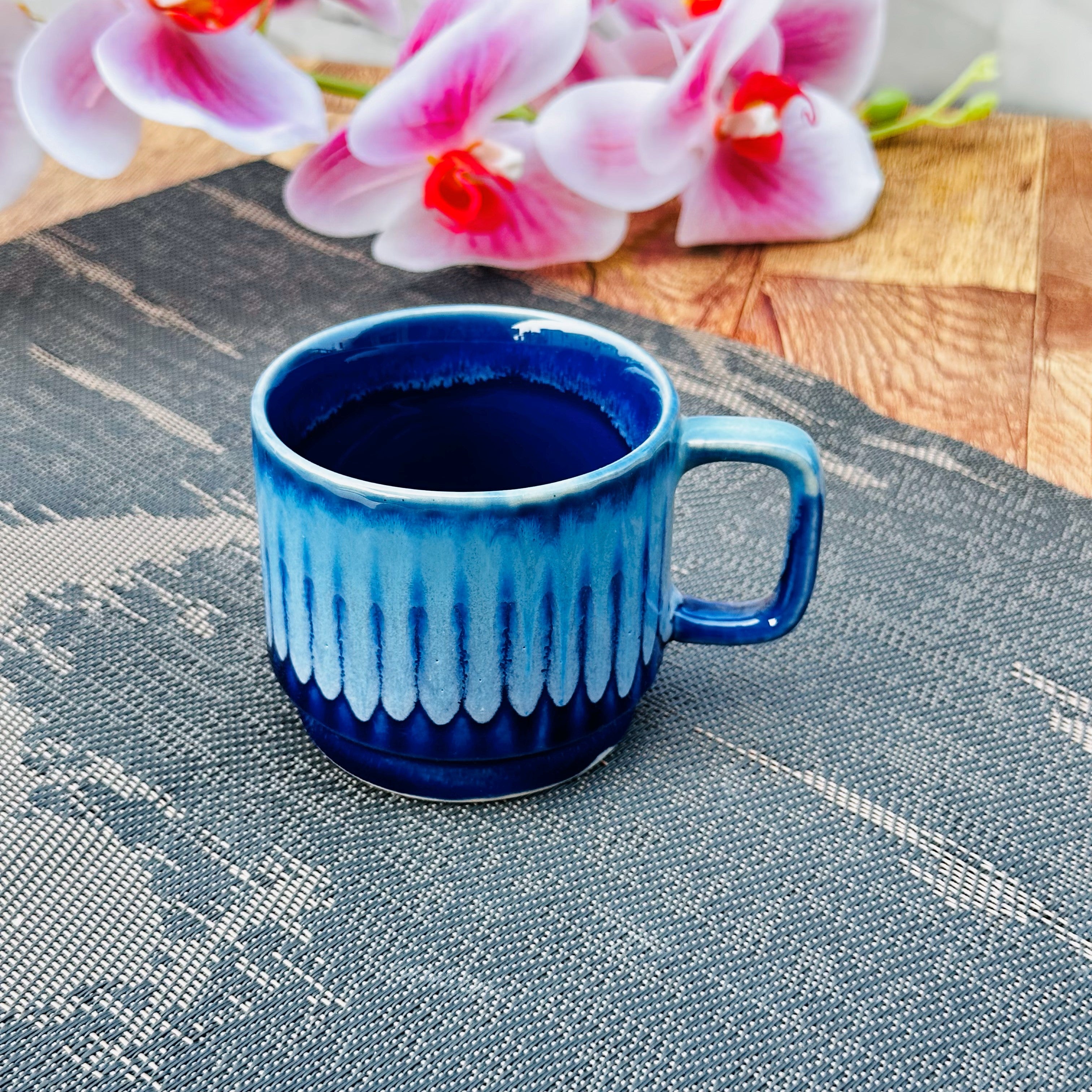 Blue Ceramic Coffee Mug Set 6 Piece 150ml Tea Cups