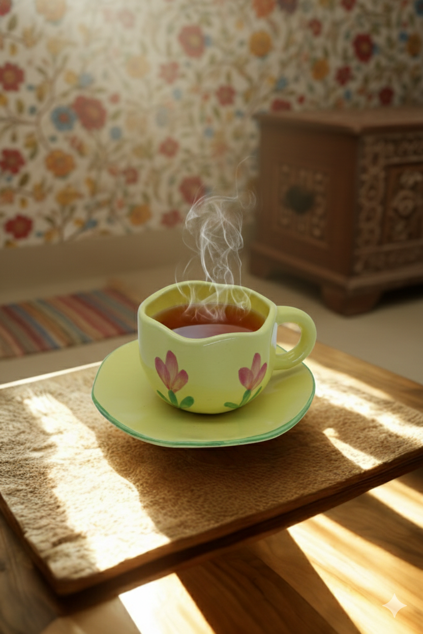 Floral Ceramic Cup & Saucer Set – 200ml