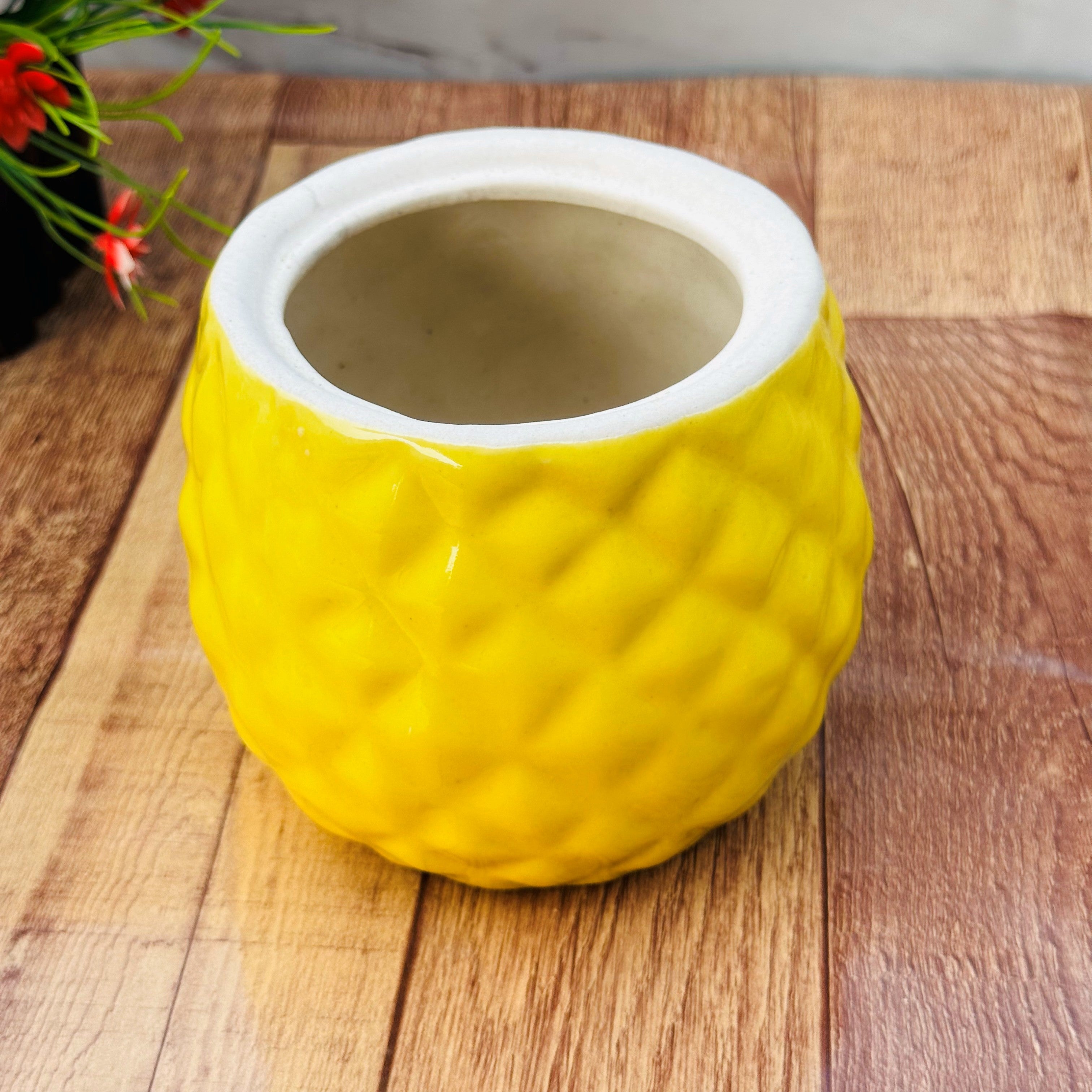 Yellow Pineapple Ceramic Jar with Lid Kitchen Storage