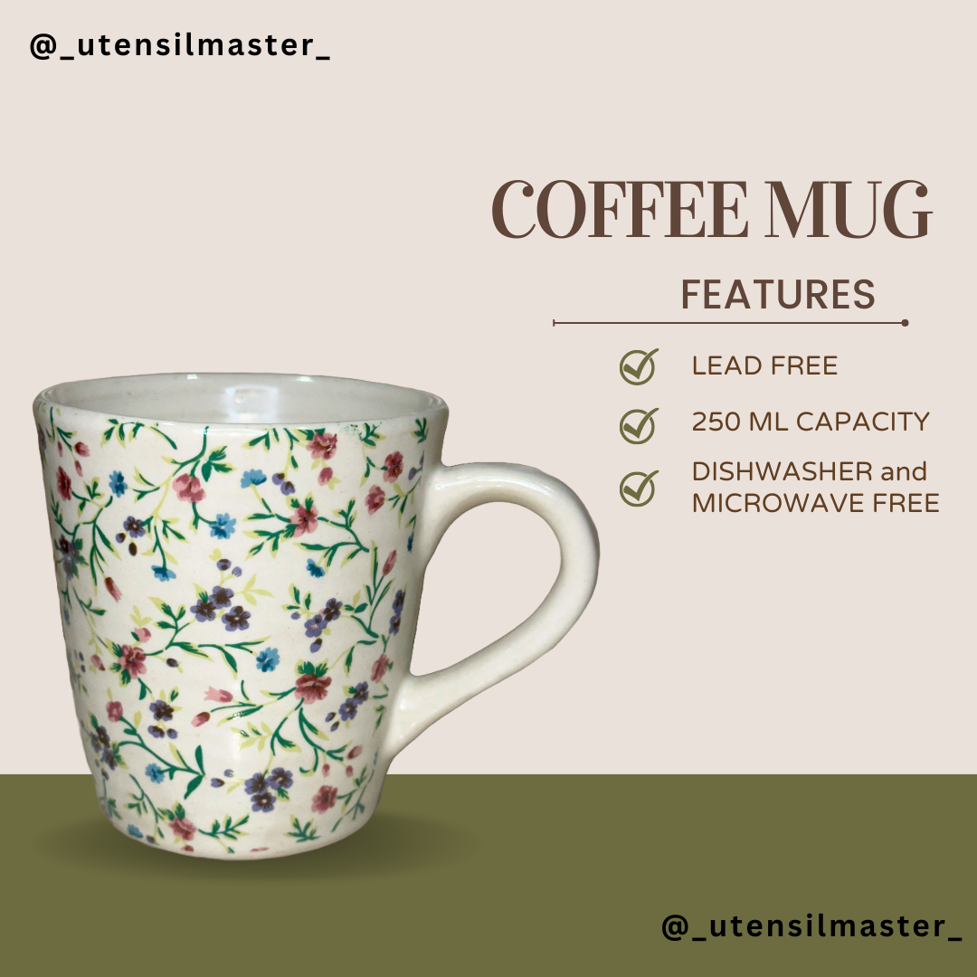 Floral Ceramic Cup Set 250 ML Tea Coffee Mugs