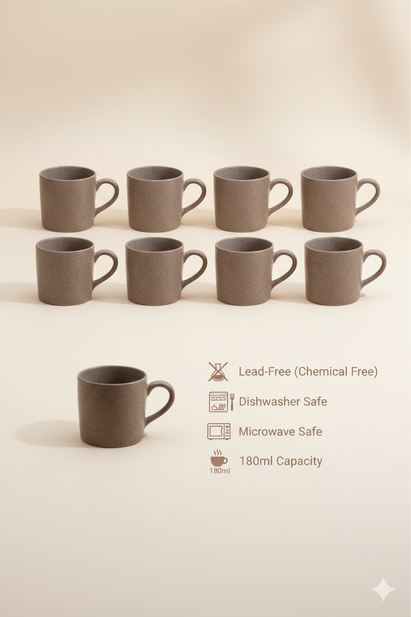 Premium Ceramic Coffee Mug Set (6 pcs) – 180ml