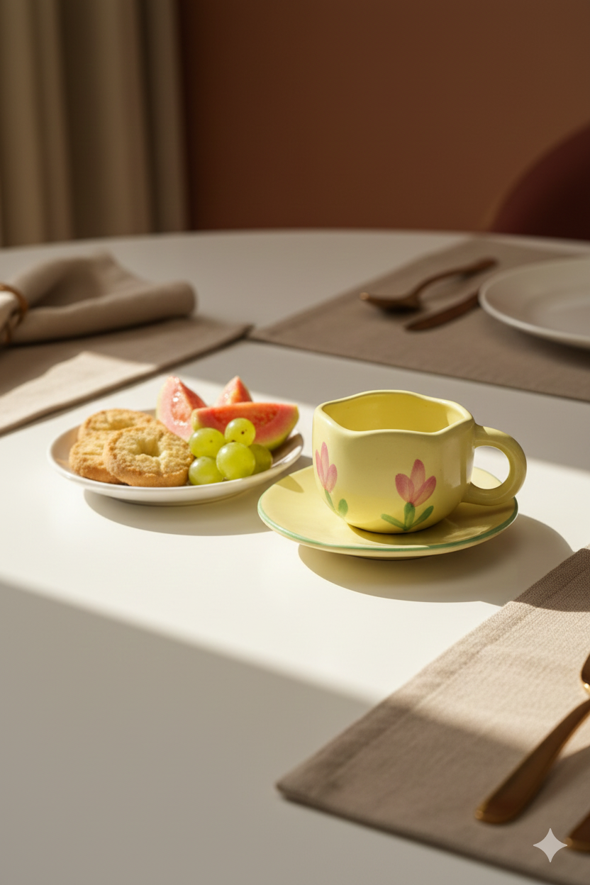 Floral Ceramic Cup & Saucer Set – 200ml