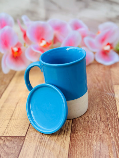 CUP WITH LID BLUE-WHITE