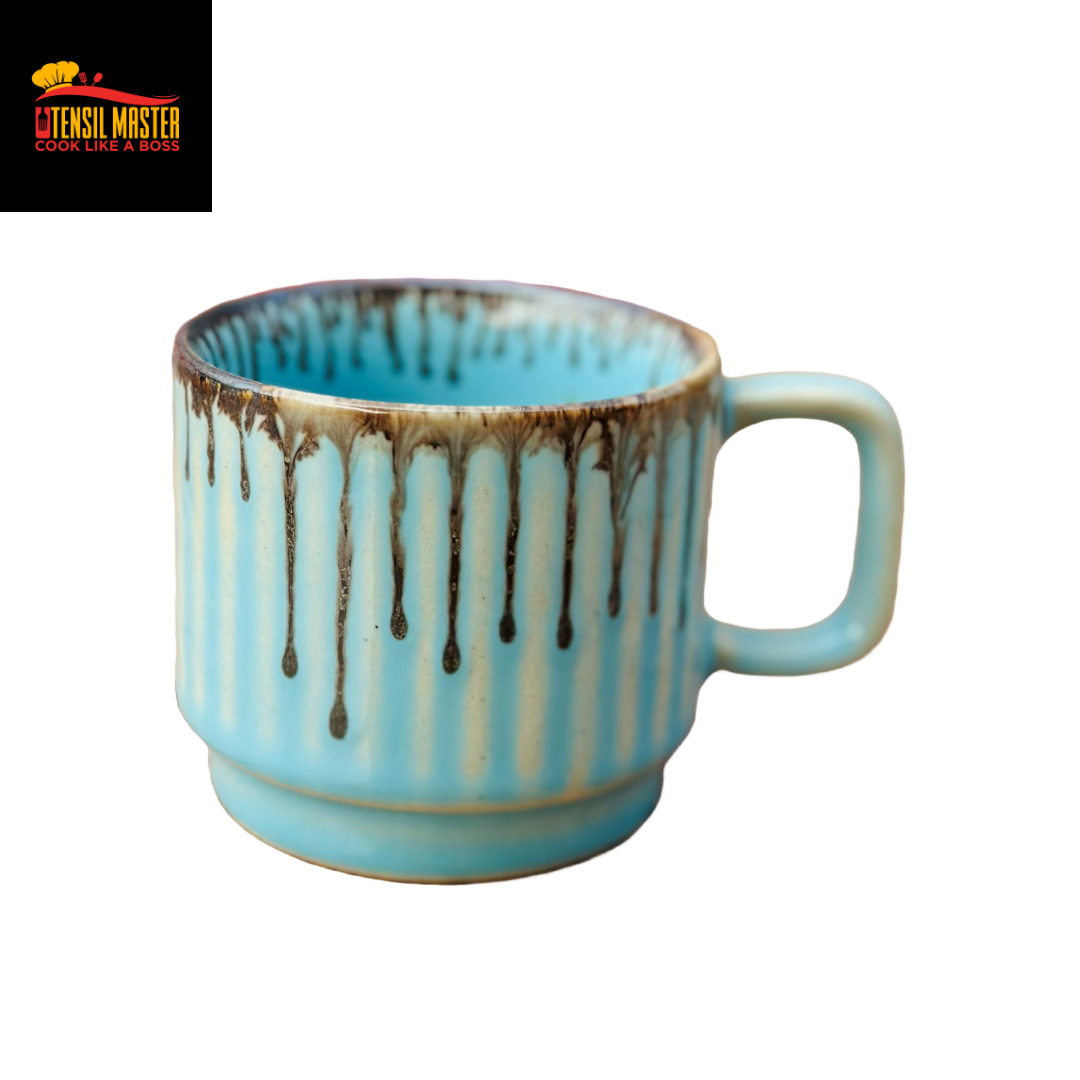 Green Ceramic Coffee Mug Set 6 Piece 150ml Tea Cups