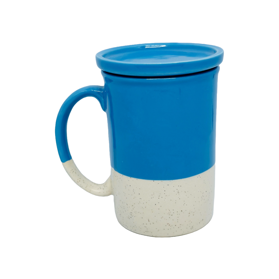 CUP WITH LID BLUE-WHITE