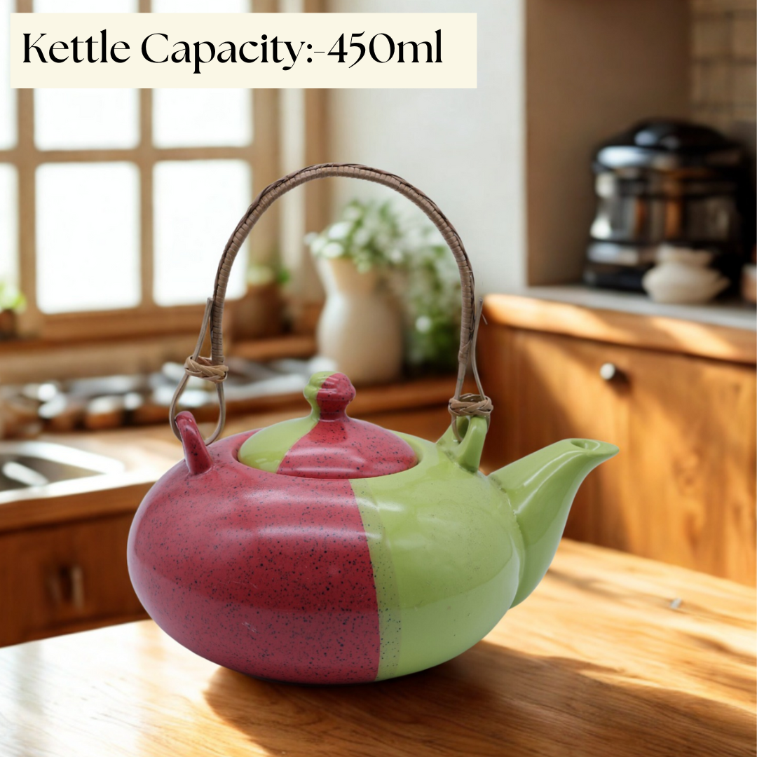 Stylish Ceramic Tea Set with Kettle & Cups (450ml Kettle + 180ml Cups)