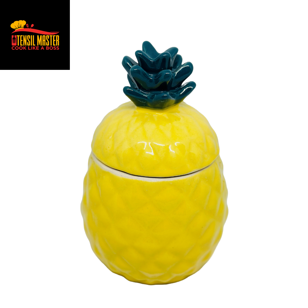 Yellow Pineapple Ceramic Jar with Lid Kitchen Storage