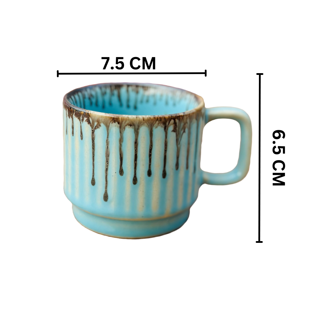 Green Ceramic Coffee Mug Set 6 Piece 150ml Tea Cups