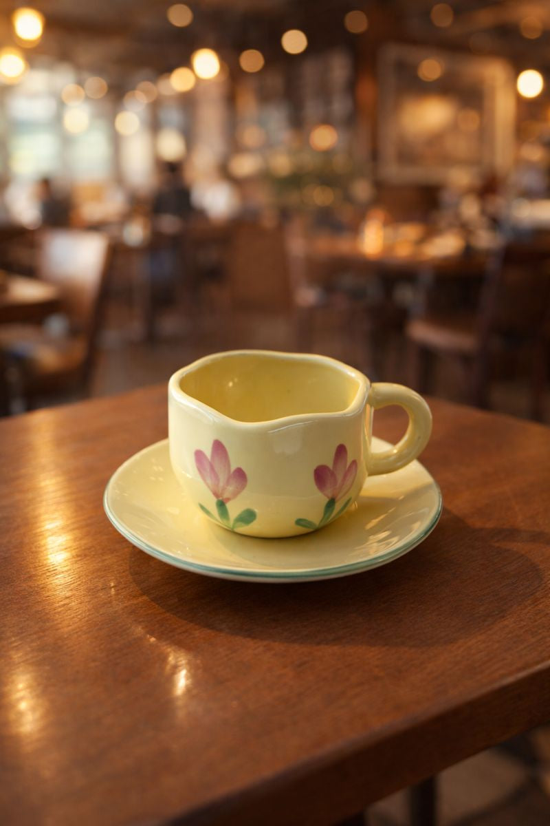 Floral Ceramic Cup & Saucer Set – 200ml
