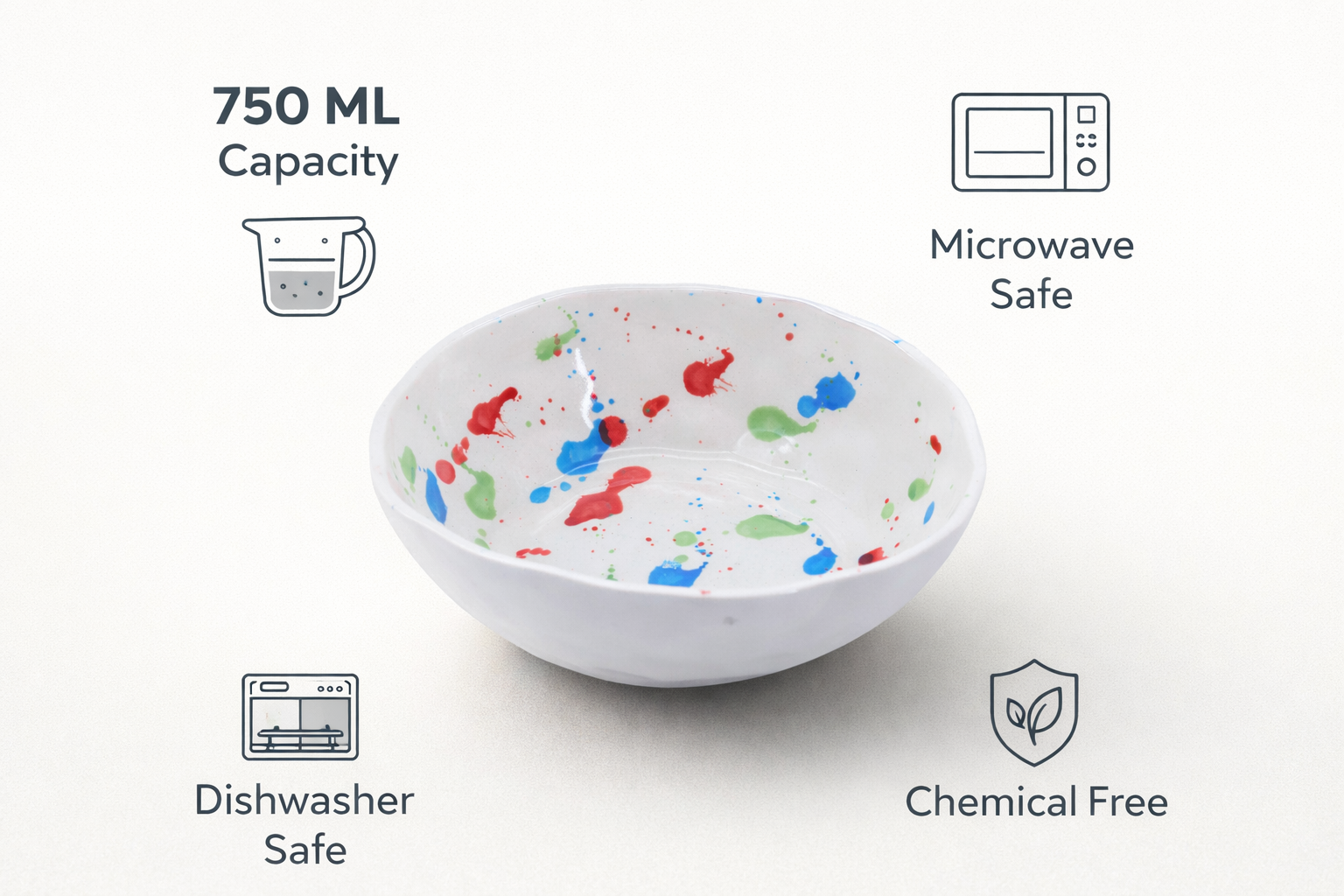 Premium Splash Design Ceramic Bowl (750ml)