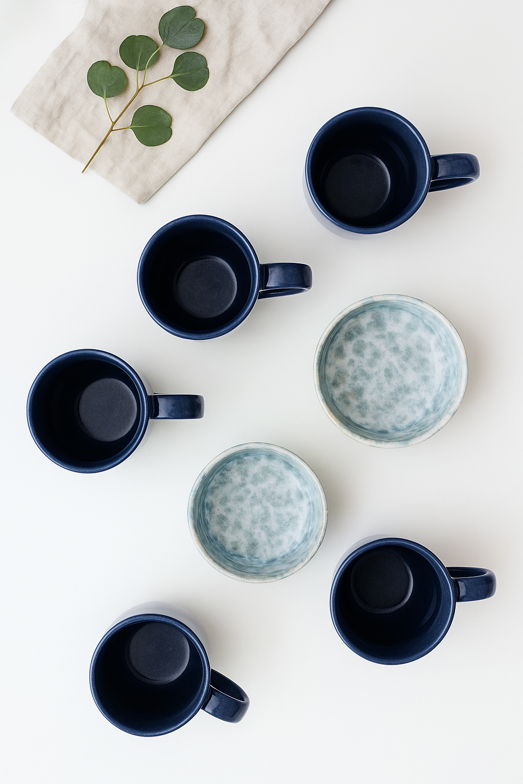 Premium Ceramic Mug & Bowl Set (250ml Cups + 450ml Bowls)