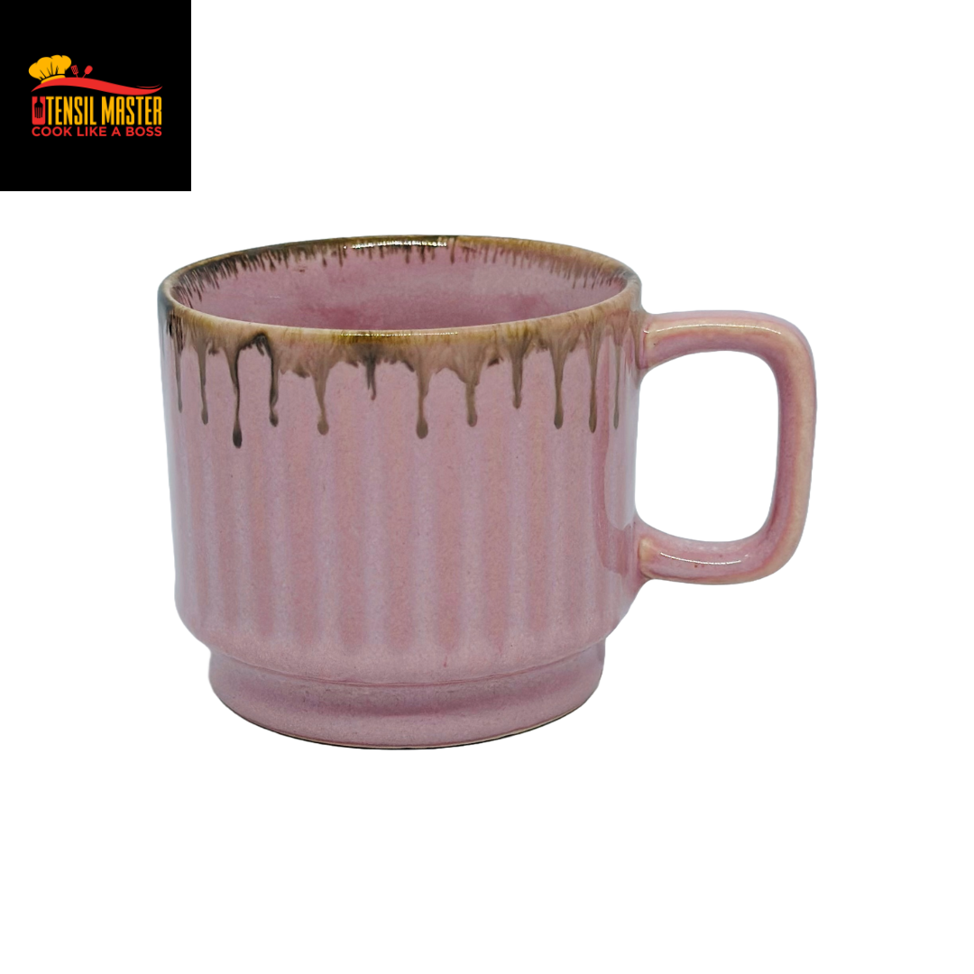 Pink Ceramic Coffee Mug Set 6 Piece 150ml Tea Cups