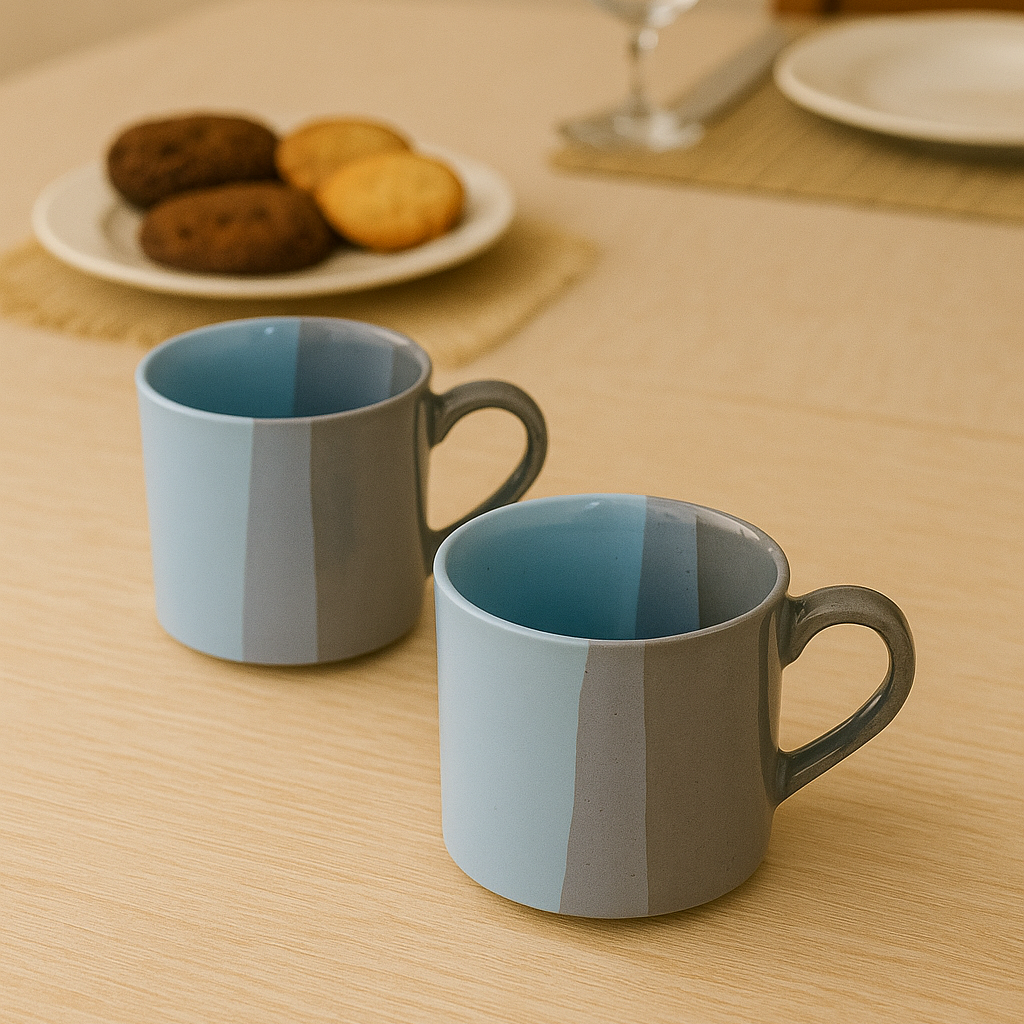 Premium Ceramic Mug & Bowl Set – 6 Coffee Cups & 2 Bowls | Modern Kitchen Serveware Set