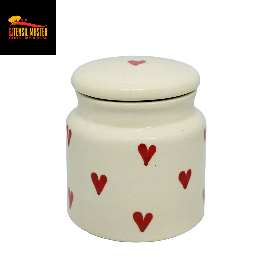 Ceramic Heart Design Pickle Jar for Kitchen Storage 450ml