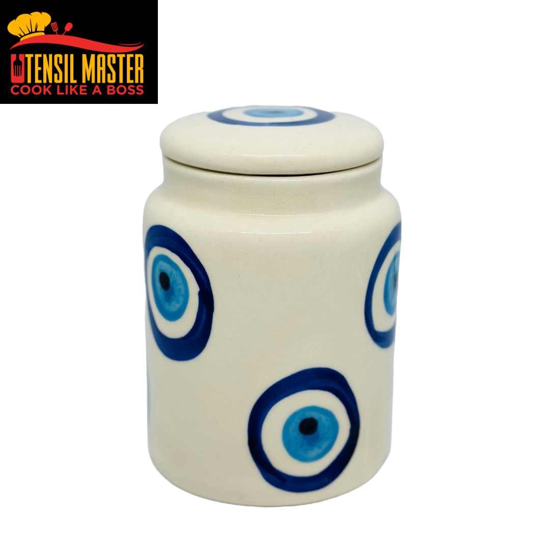 Evil Eye Ceramic Pickle Jar with Lid 650ml