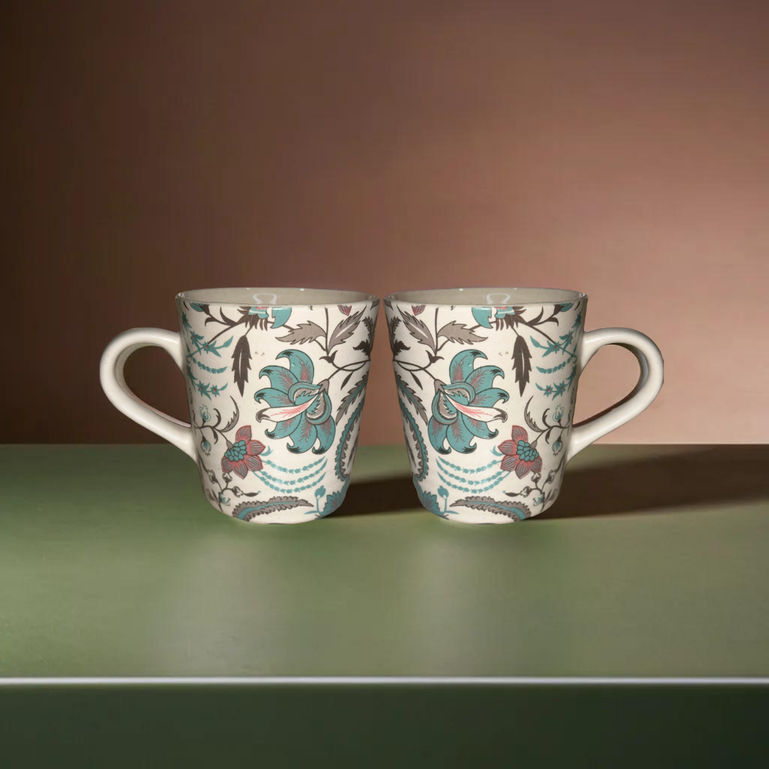 Floral Ceramic Cup Set 250 ML Tea Coffee Mugs