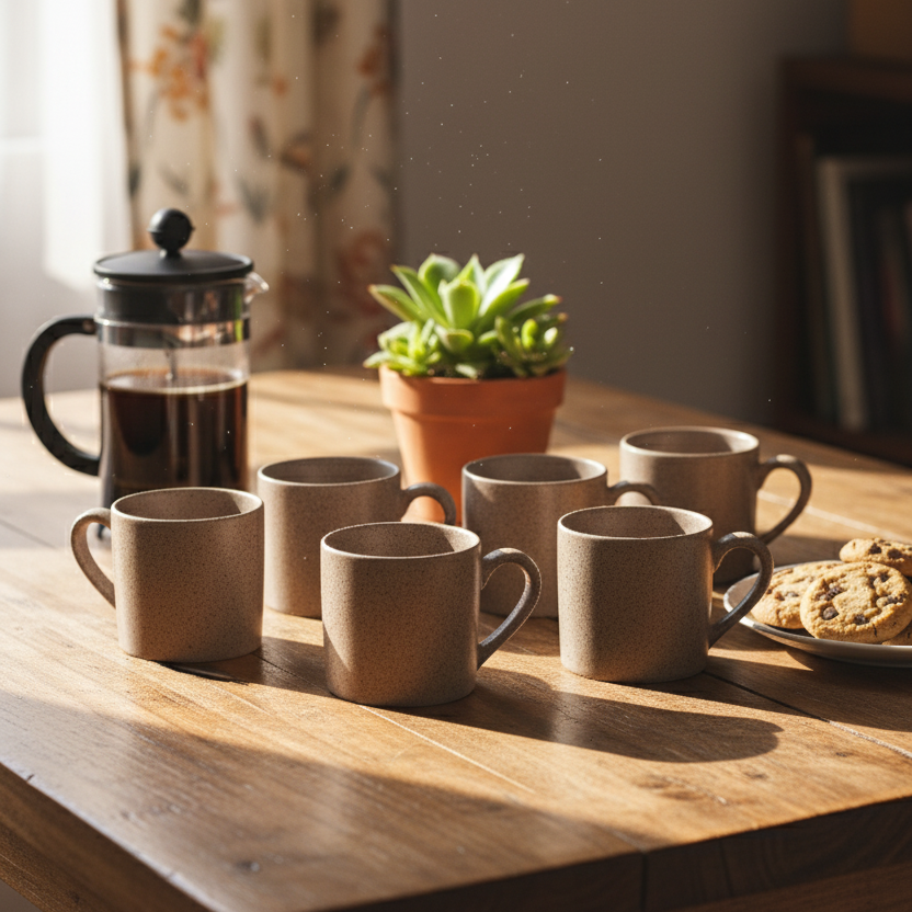 Premium Ceramic Coffee Mug Set (6 pcs) – 180ml