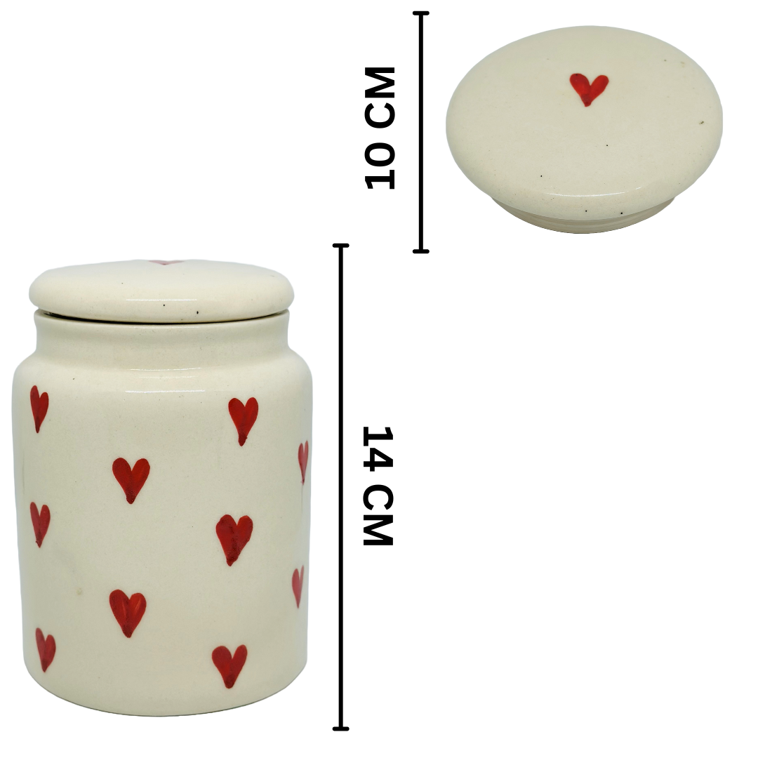 Ceramic Heart Design Pickle Jar for Kitchen 650ml