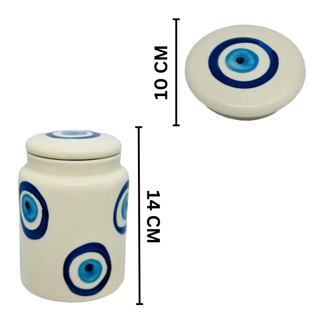 Evil Eye Ceramic Pickle Jar with Lid 650ml