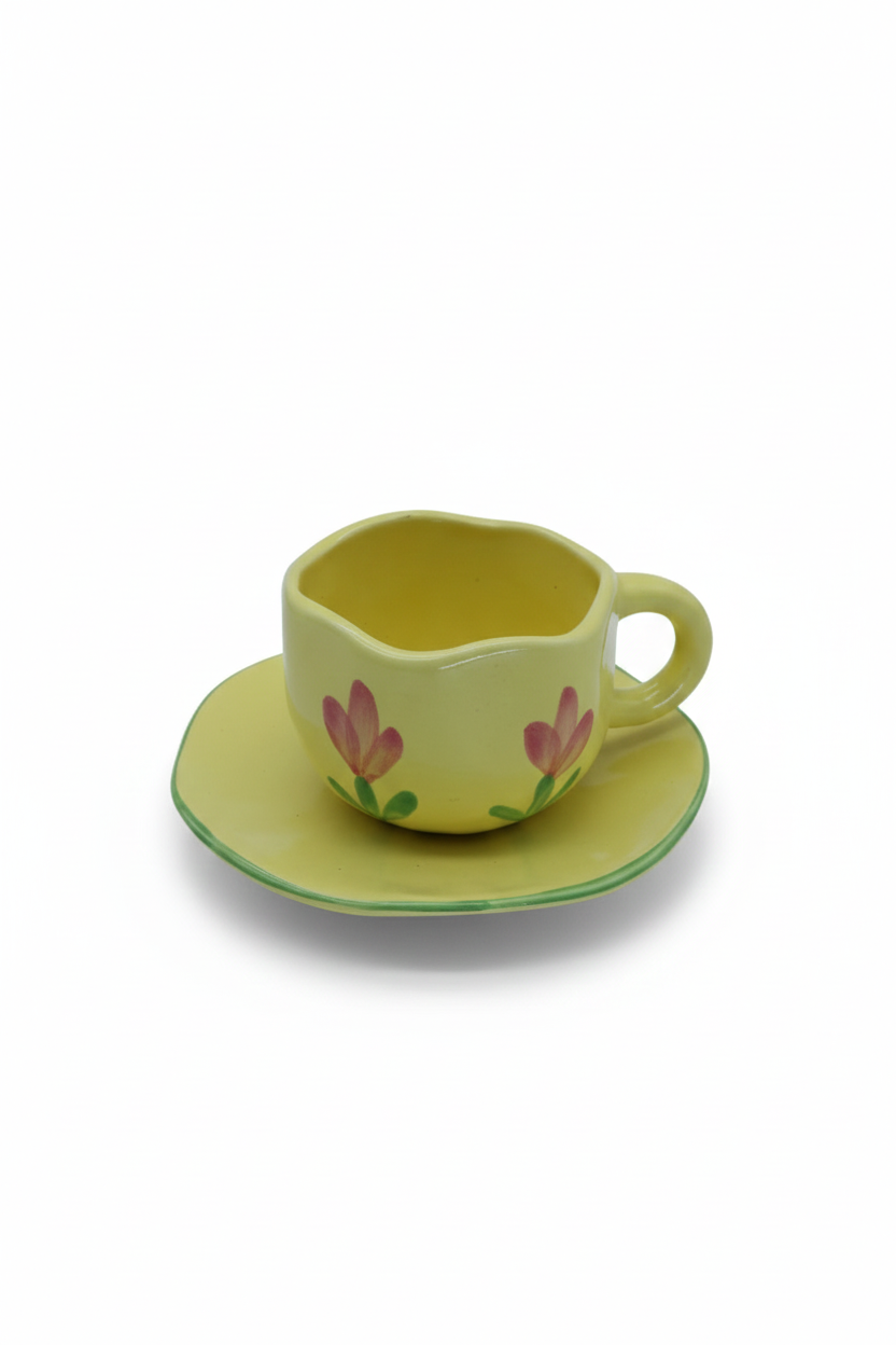 Floral Ceramic Cup & Saucer Set – 200ml