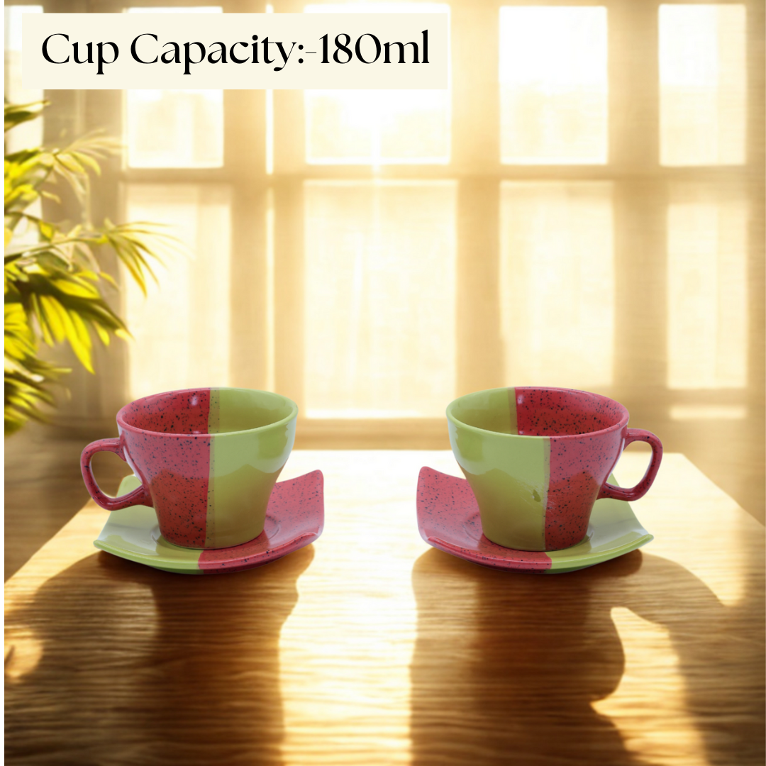 Stylish Ceramic Tea Set with Kettle & Cups (450ml Kettle + 180ml Cups)