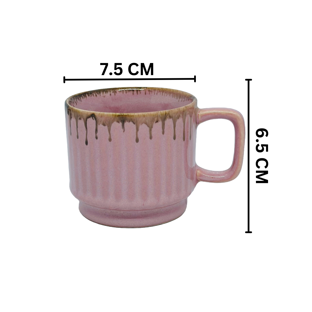 Pink Ceramic Coffee Mug Set 6 Piece 150ml Tea Cups