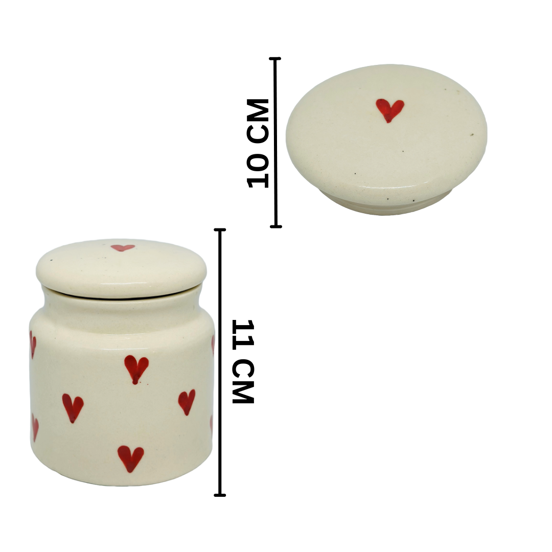 Ceramic Heart Design Pickle Jar for Kitchen Storage 450ml