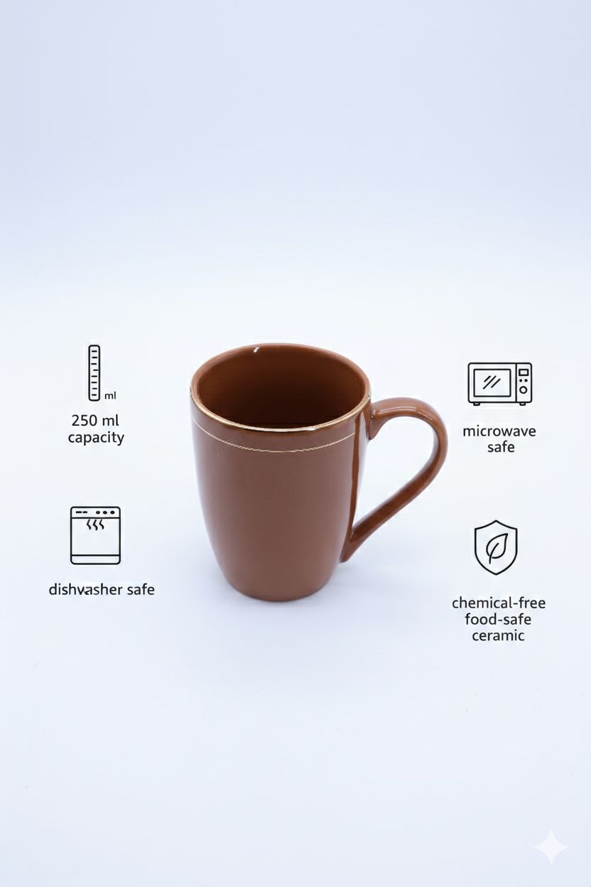 Premium Brown Ceramic Coffee Mug – 250ml