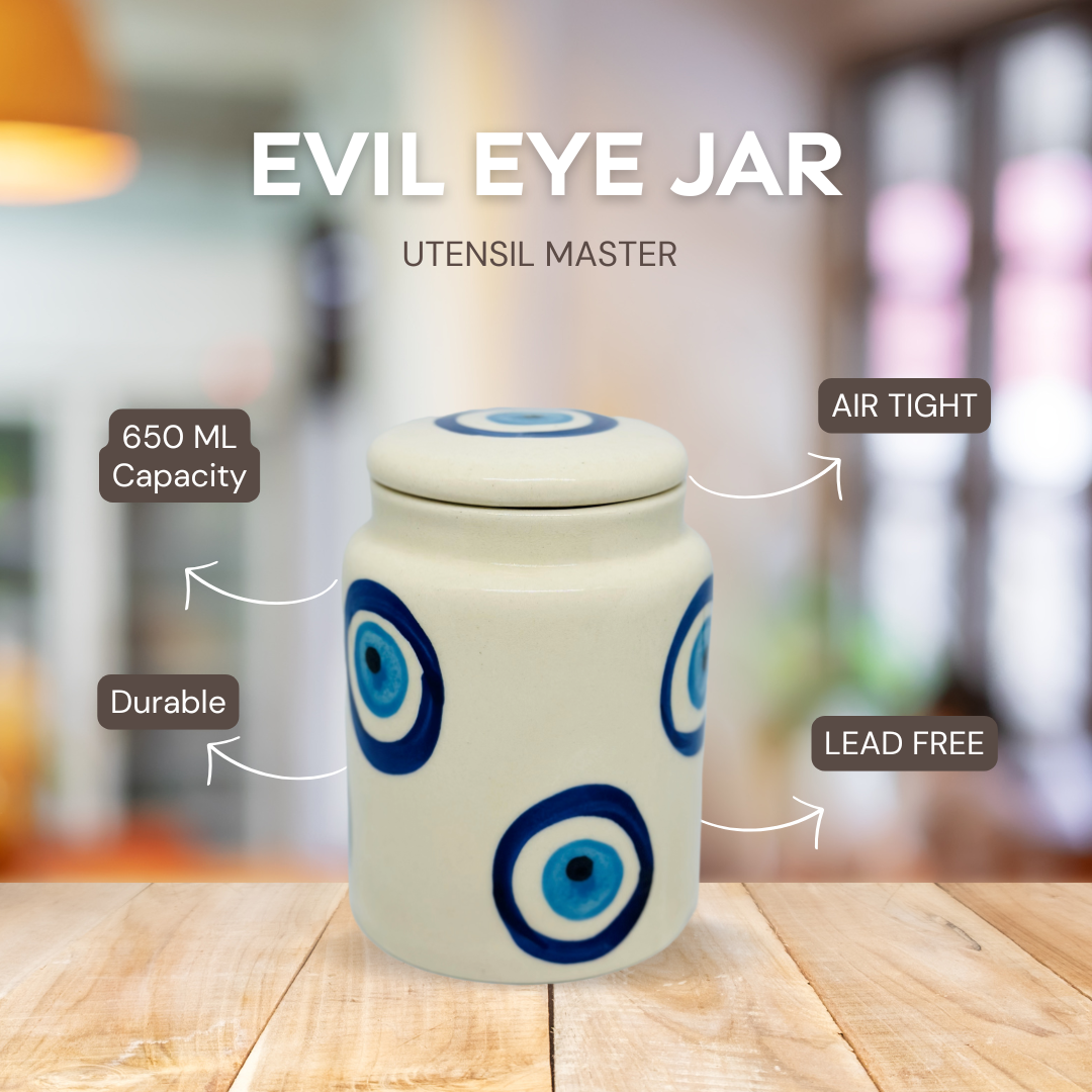 Evil Eye Ceramic Pickle Jar with Lid 650ml