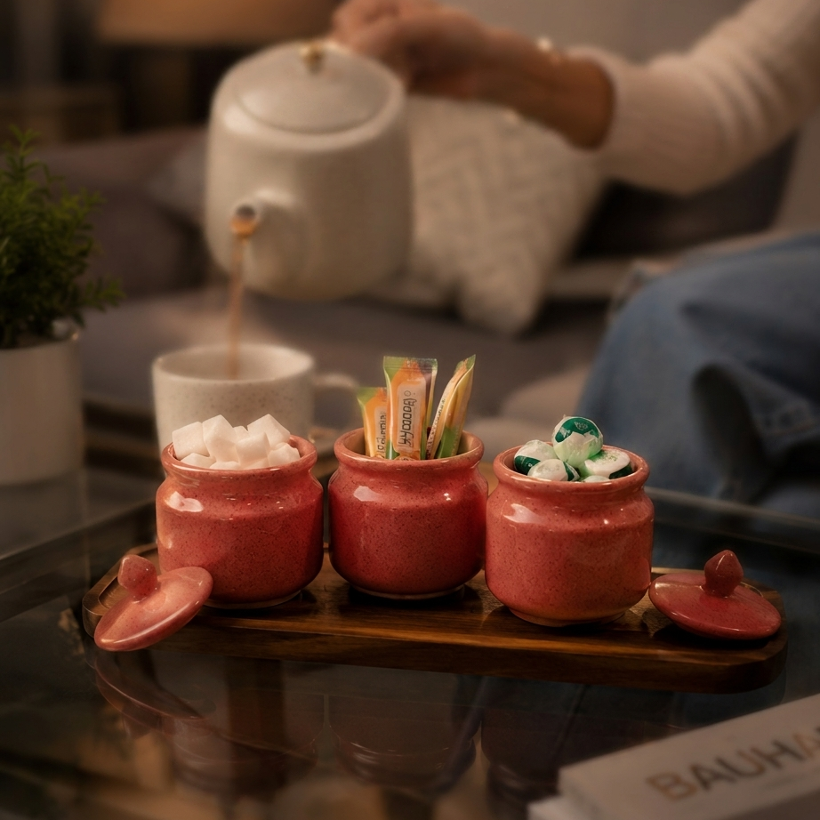 Premium Ceramic Pickle Jar Set with Metal Stand