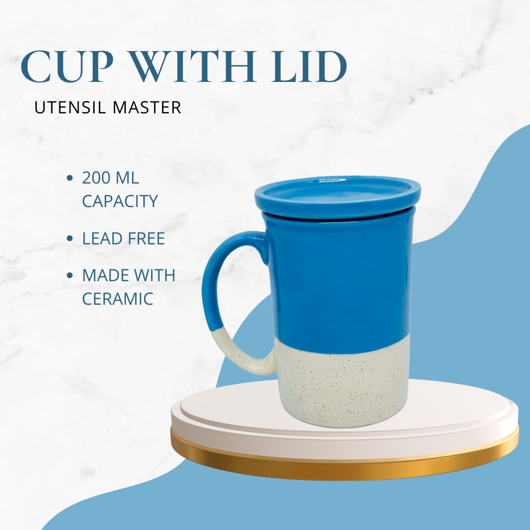 CUP WITH LID BLUE-WHITE