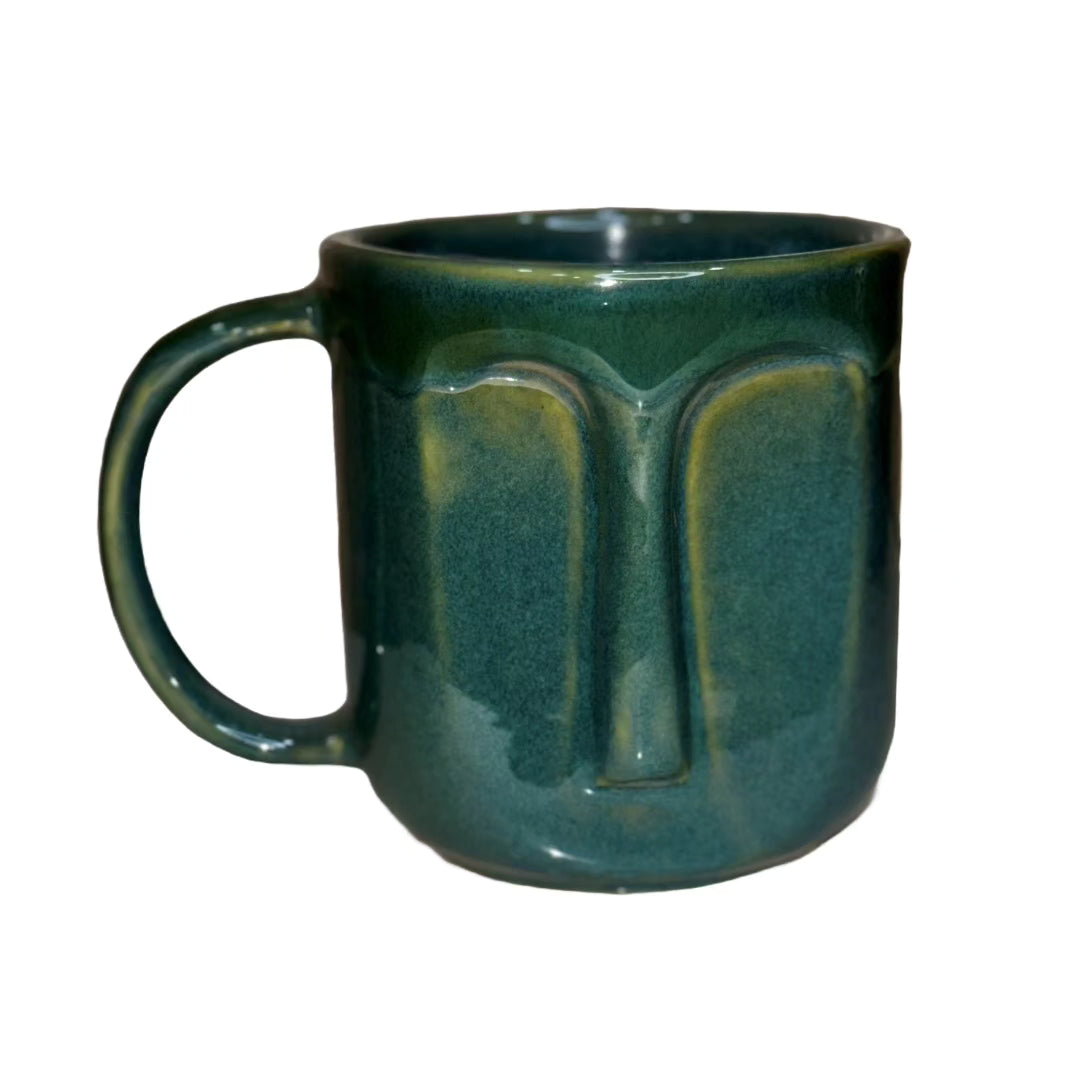 Face Design Ceramic Coffee Mug Green Tea Cup