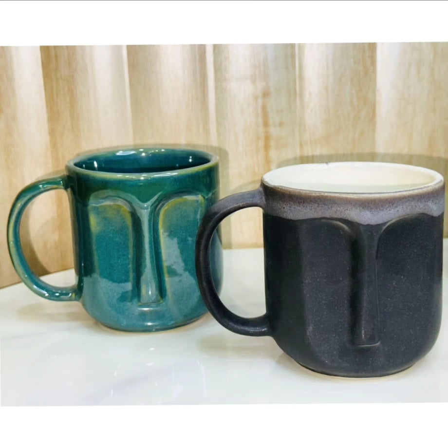 Face Design Ceramic Coffee Mug Green Tea Cup