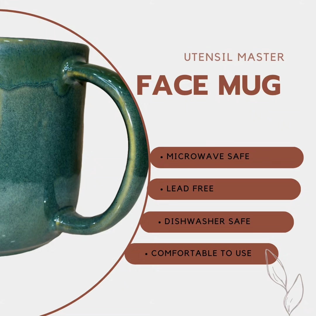 Face Design Ceramic Coffee Mug Green Tea Cup