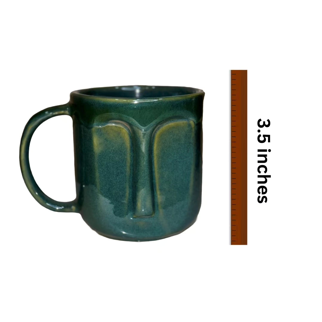 Face Design Ceramic Coffee Mug Green Tea Cup