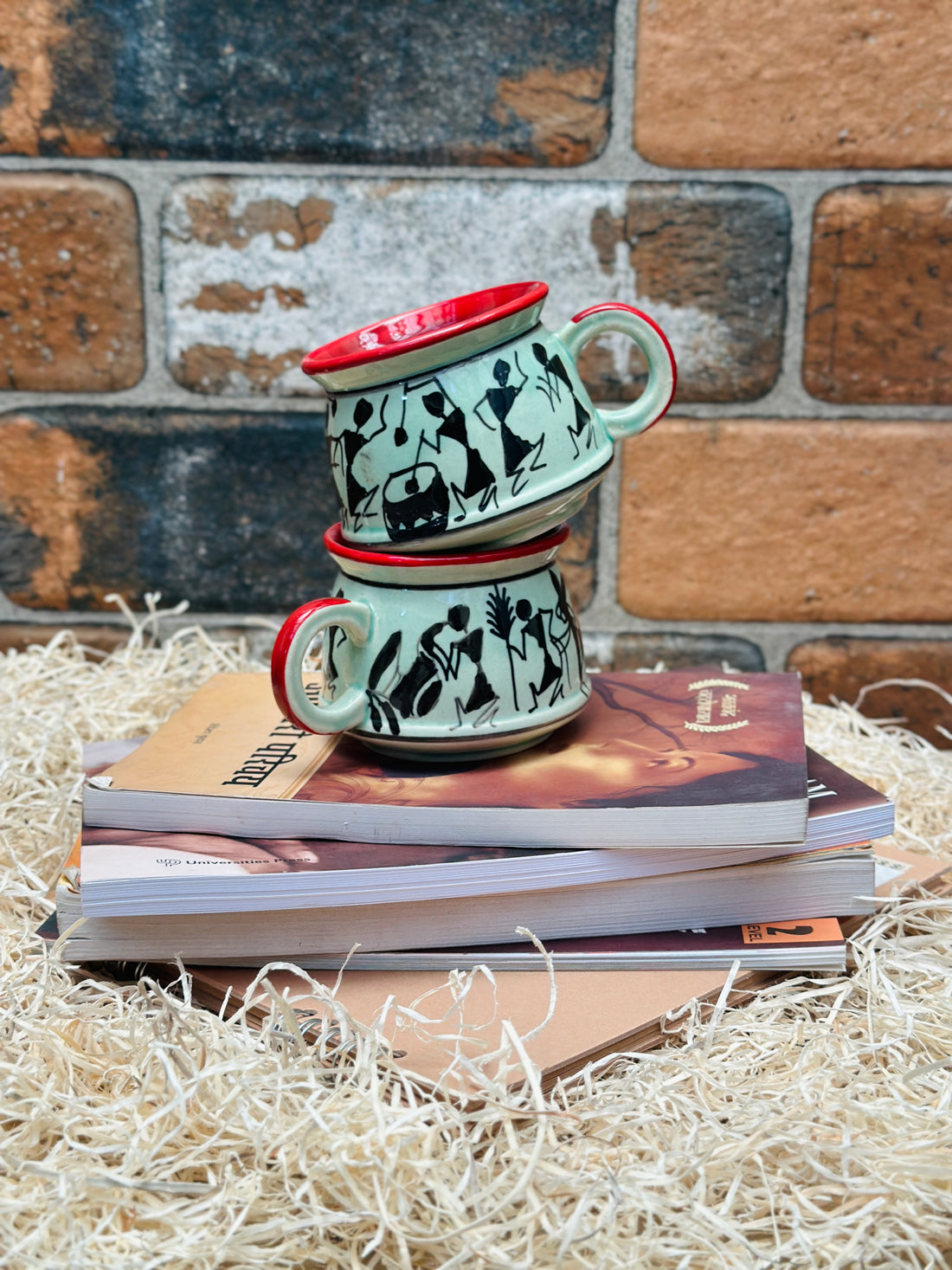 Tribal Print Ceramic Cup Set Green Tea Coffee Mugs