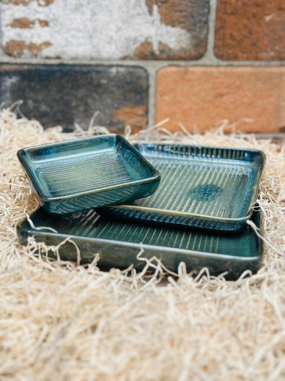 Square Snack Plate Set of 3 Ceramic Plates