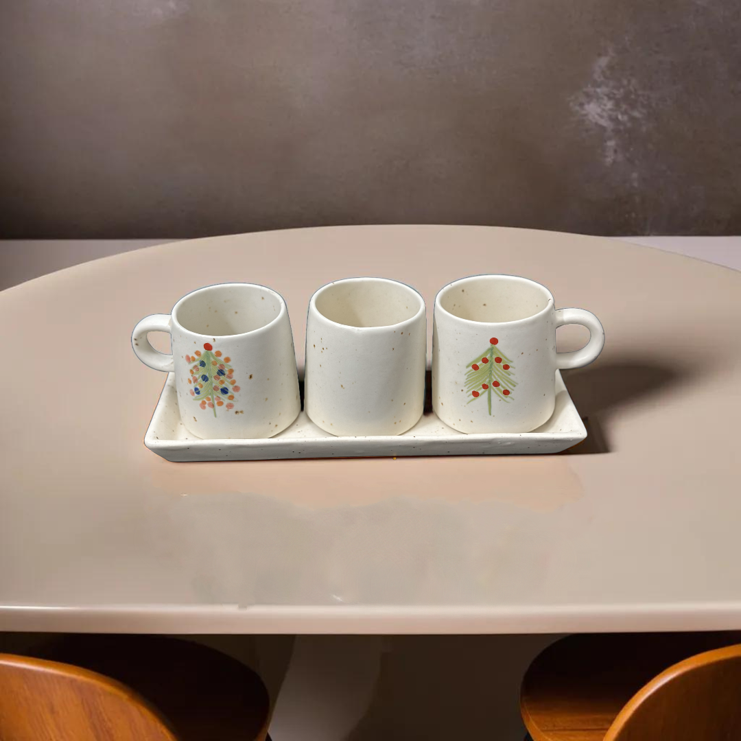 Utensil Master THE CHRISTMAS SET || 3 CUPS - 1 TRAY || CUPS - 300 ML and TRAY - 8inches||